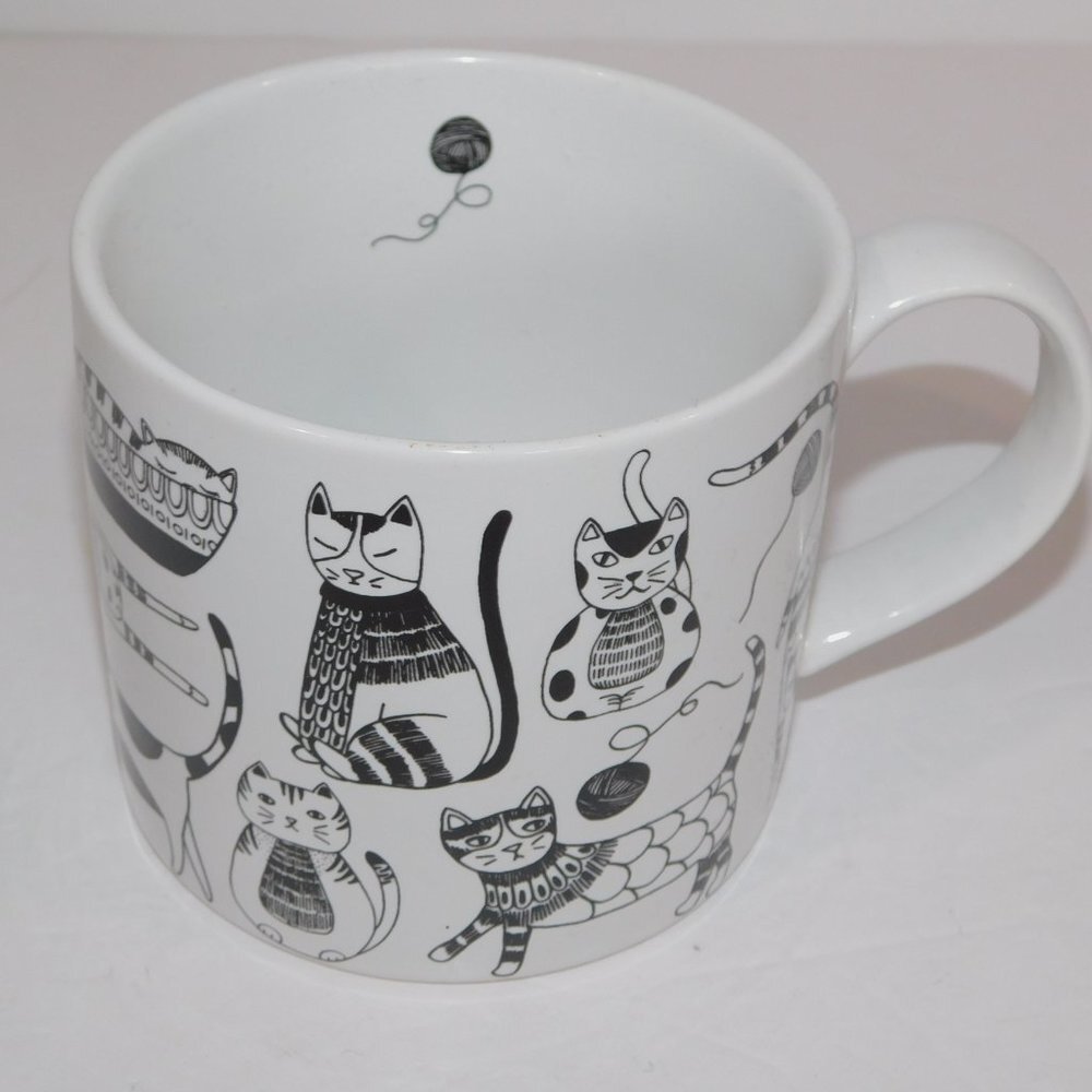 PURR PARTY Cat Kitten Mug Now Design White Black Graphic 14 oz - Picture 6 of 10